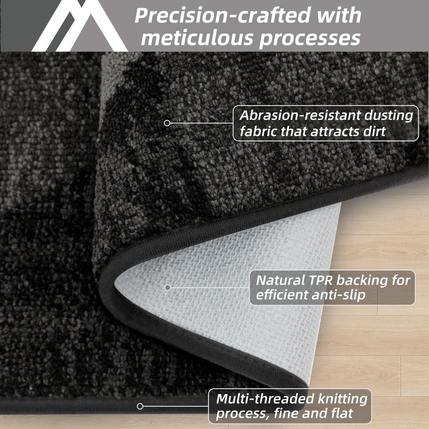 COSY HOMEER Door Mat Entrance, 20"x32" Non-Slip Absorbent Doormat for Front Door, Low Profile Dirt Trapper Entryway Mat, Washable Rugs for Paws & High Traffic Areas, Dark Gray