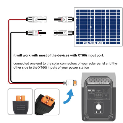 XT60i to Solar Connector Extension Cable 10AWG XT60I Solar Panel Charging Cable 180CM/6FT for RV Portable Power Station Battery Pack Ecoflow and more