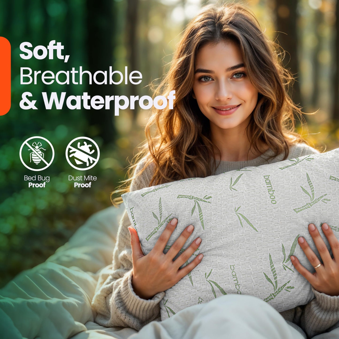 Utopia Bedding Bamboo Viscose Waterproof Pillow Protector Zippered (2 Pack) Queen – Bed Bug Proof Pillow Encasement 20 x 28 Inches