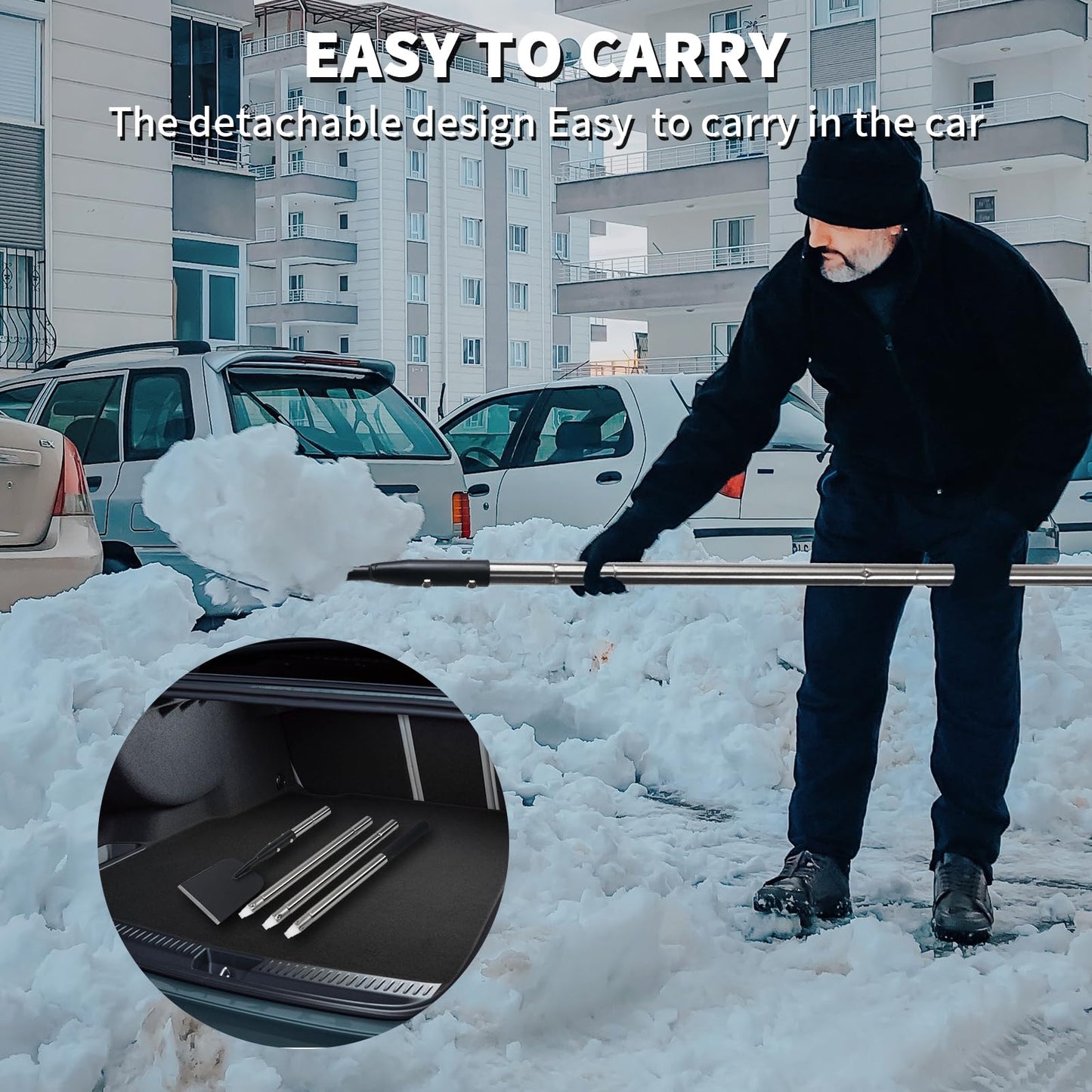BARAYSTUS Flat Shovel with Adjustable Handle, 59 in Floor Scraper, Ice Scraper, Garden Cleaning Tool, Ice Chopper, Snow Shovel, Multifunctional Weed Remover for Walkway Driveway