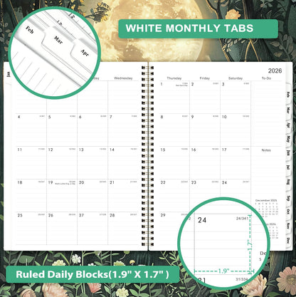 2026 Planner - Planner 2026, JAN 2026 - DEC 2026, 2026 Planner Weekly and Monthly, 2026 Calendar Planner, 9" x 11", Tabs, Spiral Binding, Back Pocket