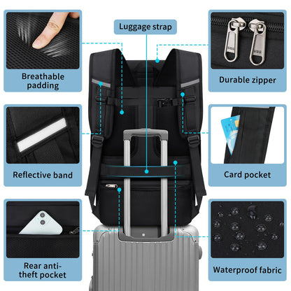 Travel Backpack 15.6 Inch Laptop Backpack for Men and Women Anti Theft Carry On Backpack Flight Approved Computer Backpack with USB Charging Port Large Waterproof Backpacks for Work School, Black