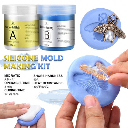DecorRom Silicone Putty - 7/8 LB Flexible Silicone Mold Making Kit - Easy 1:1 Mixing Ratio - Fast Cured - Reusable Molds for Casting, Resin, Soap, Candle, Art Restoration
