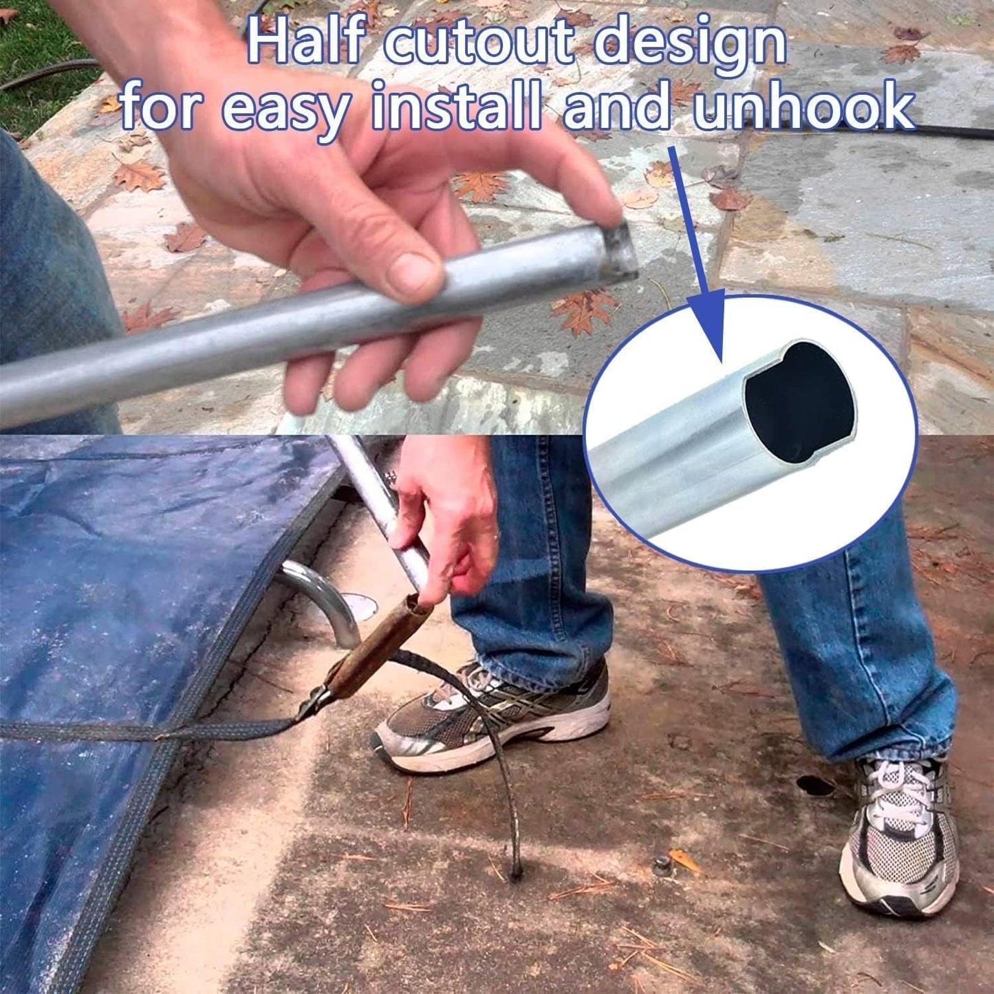 Poweka Safety Cover Installation and Removal Rod Tool for Inground Swimming Pools-Pool Cover Pole-26-1/2inch