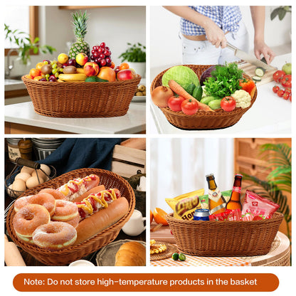 Boensi Wicker Basket, 38x28x12cm Gift basket empty/Fruit Basket – Perfect for Kitchen Storage,Christmas Gift,Table Centerpieces, Serving Bread, Fruit & Vegetable