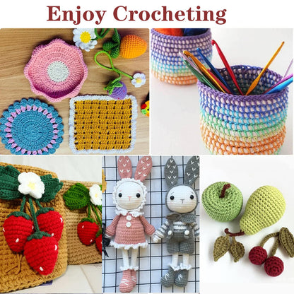58 PC Crochet Kit for Beginners Knitting & Crochet Supplies,Premium Crocheting Kit Includes 5 Spools Crochet Yarn, 21 Crochet Hooks,6 Needes and 1 Crochet Case, Crochet Kits for Starter Adults Kids