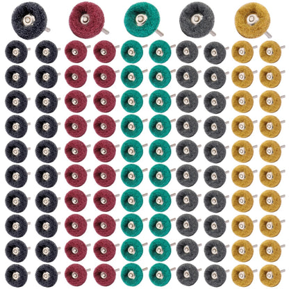 100 PCS Abrasive Buffing Wheels,1 inch Polishing Wheel Set for Proxxon Dremel Rotary Tool Accessory-1/8'' Shank