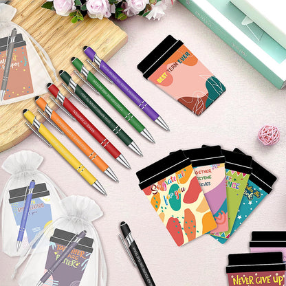 30 Sets Employee Coffee Cup Notepads Employee Appreciation Gifts Bulk Inspirational Sticky Notes with Ballpoint Pens and Organza Bags Thank You Gifts for Coworker Teacher Staff Office School