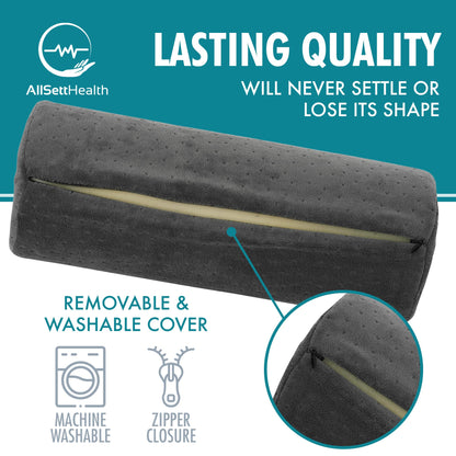 All Sett Health Bamboo Gray Round Cervical Roll Cylinder Bolster Pillow with Removable Washable Cover Ergonomically Designed for Head Neck Back and Legs || Ideal for Spine and Neck Support During Sleep