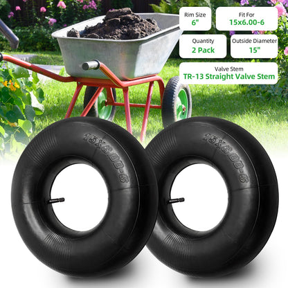 Artilife 2 Pack 15 x 6 00 6 Tire Tube,15X6.00-6 Inner Tube with TR-13 Valve Stem for Lawn Mower, ATVs, Go-Karts and more