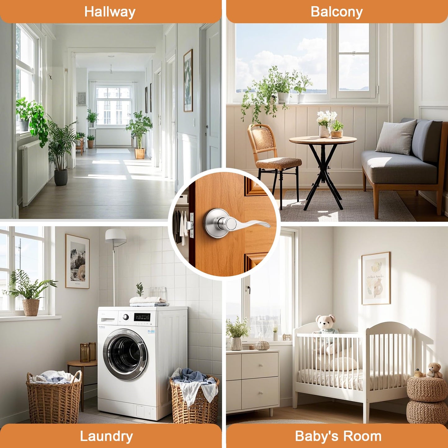 Probrico Interior Door Handles,Satin Nickel Passage Lever Door Handle for Closet Hallway Indoor Handles