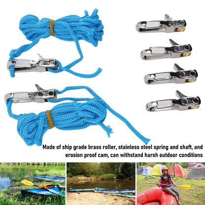 6PCS Rope Adjuster Kit Quick Adjustable Adjustment Secure Fixation Cord Tensioner with Rope for Camping Boating
