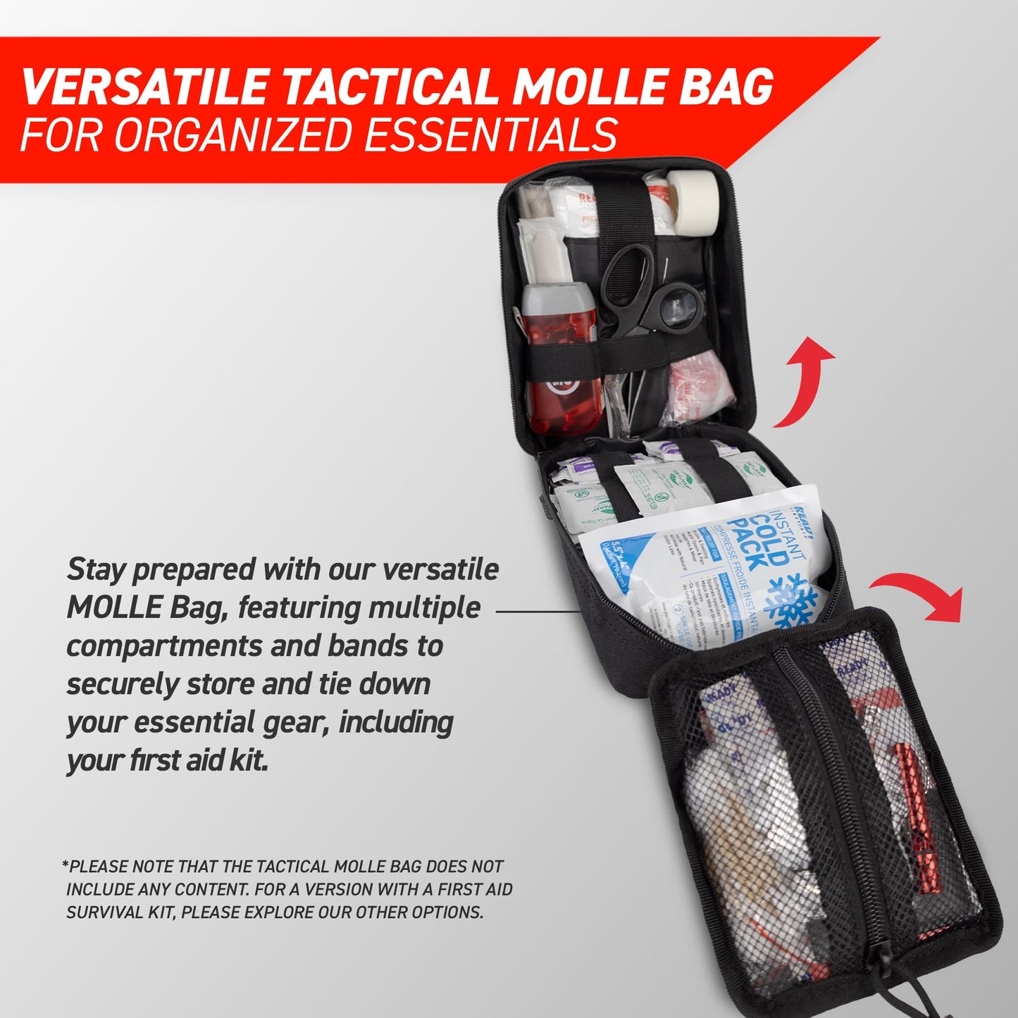 72HRS Medical Molle Pouch Tactical - 1000D Nylon First Aid Pouch, Big Capacity Utility Pouch, Heavy Duty for Home & Outdoor (Bag Only) (Red)