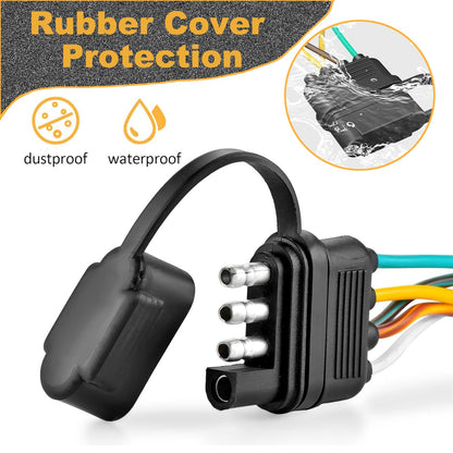 4 Pin 5 Wire Trailer Wiring Harness, 22FT Trailer Connector Light Kit 4 Pin,Boat Trailer Wiring Harness, for Connection Both-Side Taillights of Trailer Boat RV ATV w/Nylon Net Tube Protection