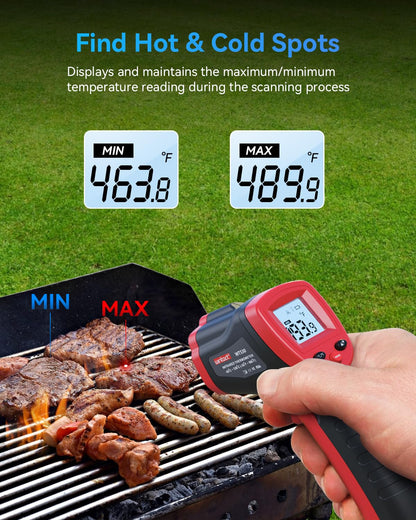 Wintact Laser Infrared Thermometer Gun -58℉ to 1094℉(-50℃ to 590℃) Non-Contact Digital Surface Temperature Gun with Max-Min Measure for Cooking Food, Pizza Oven, Grill, Griddle, HVAC NOT for Humans