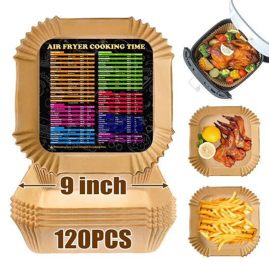 Air Fryer Liners, Airfryer Liners Disposable Square 9 Inch for 5-8QT Basket, Parchment Paper for Air Fryer Non-Stick Air Fryer Paper, Food Grade Air Fryer Parchment Paper Liners for Roasting Microwave