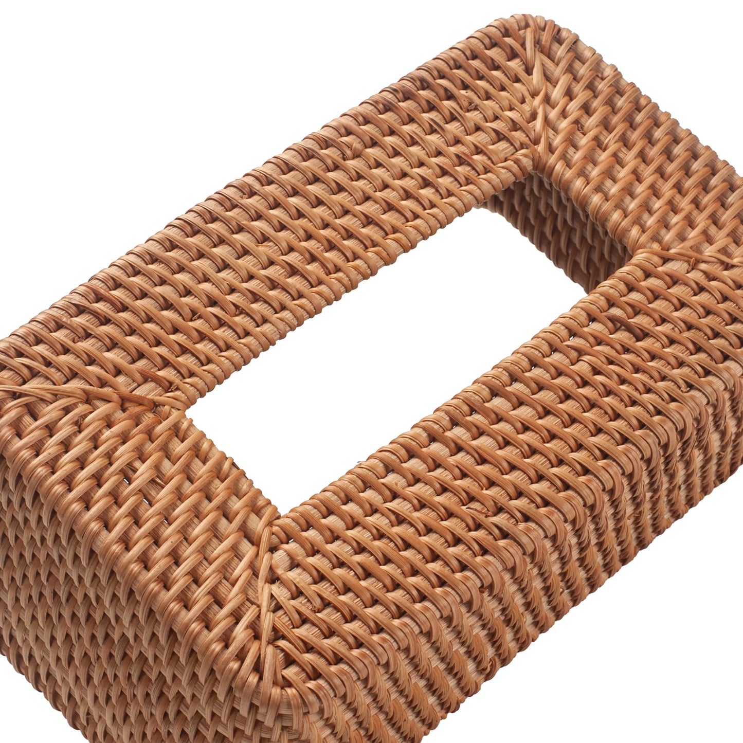 Rattan Tissue Box Cover, Rectanglar Hand Woven Wicker Tissue Holder, Boho Decorative Woven Facial Tissue Holder on Table and Bathroom, 26x15.5x10.5cm, Natural