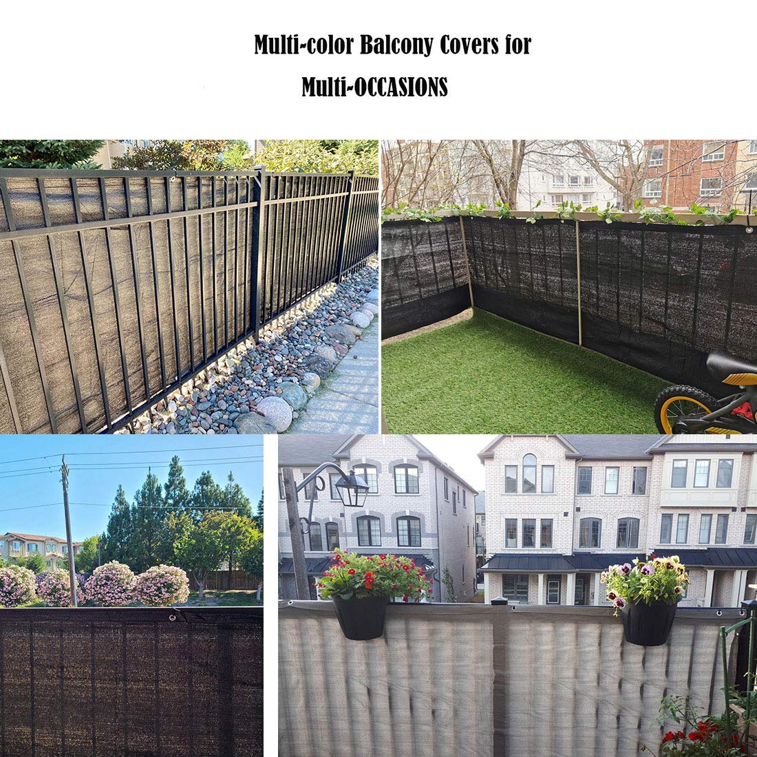 Balcony Privacy Screen, 3.5ft x16.5ft Deck Privacy Screen UV-Resistant Visibility Reduction Windscreen Balcony Screen for Balcony, Apartment, Backyard, Patio, Porch, Garden-Include Cable Ties (Black)