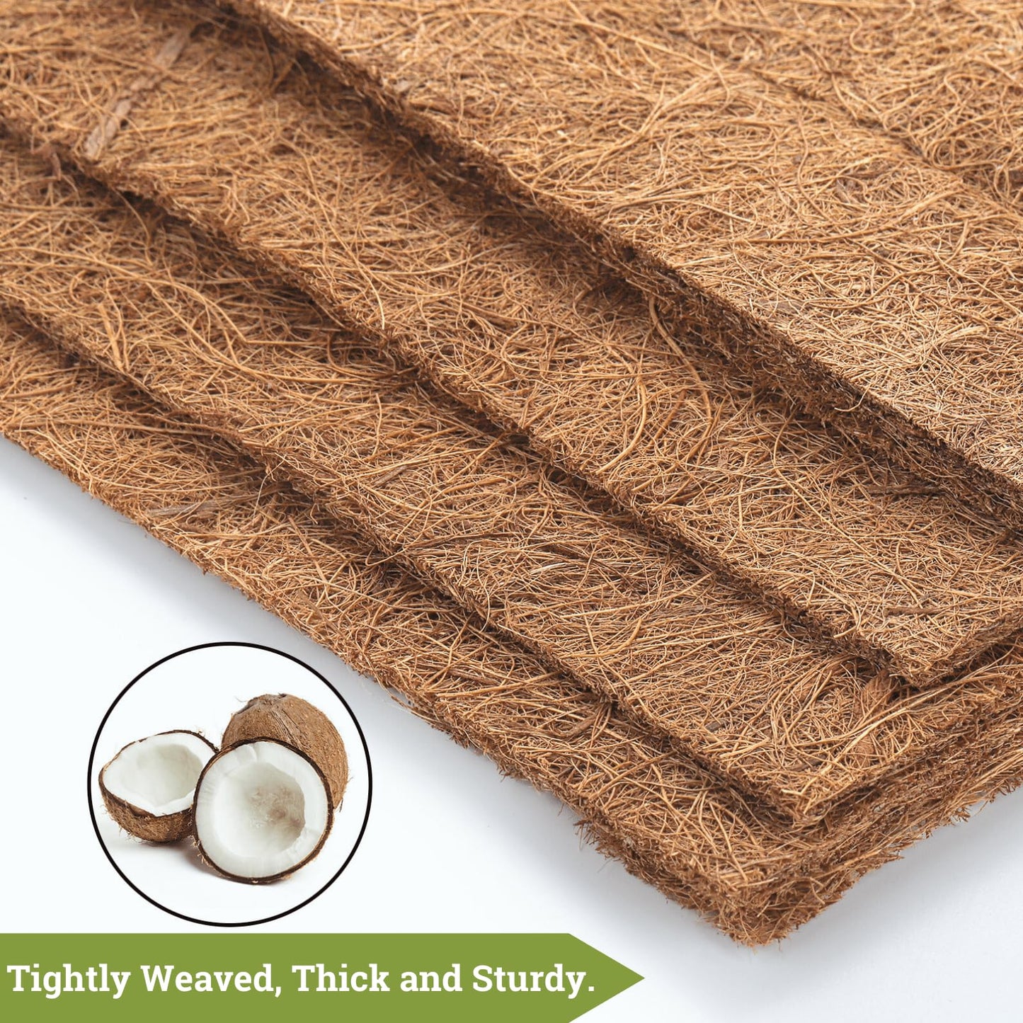 YOUEON 3 Rolls Coconut Coir Liner Sheets 40 x 16 Inch, Coco Liner Roll Reusable Coconut Fiber Mat, Reptile Carpet, Snow Melting Mats Insulation Coconut Mat for Planter, Flowerpot, Garden,Reptile