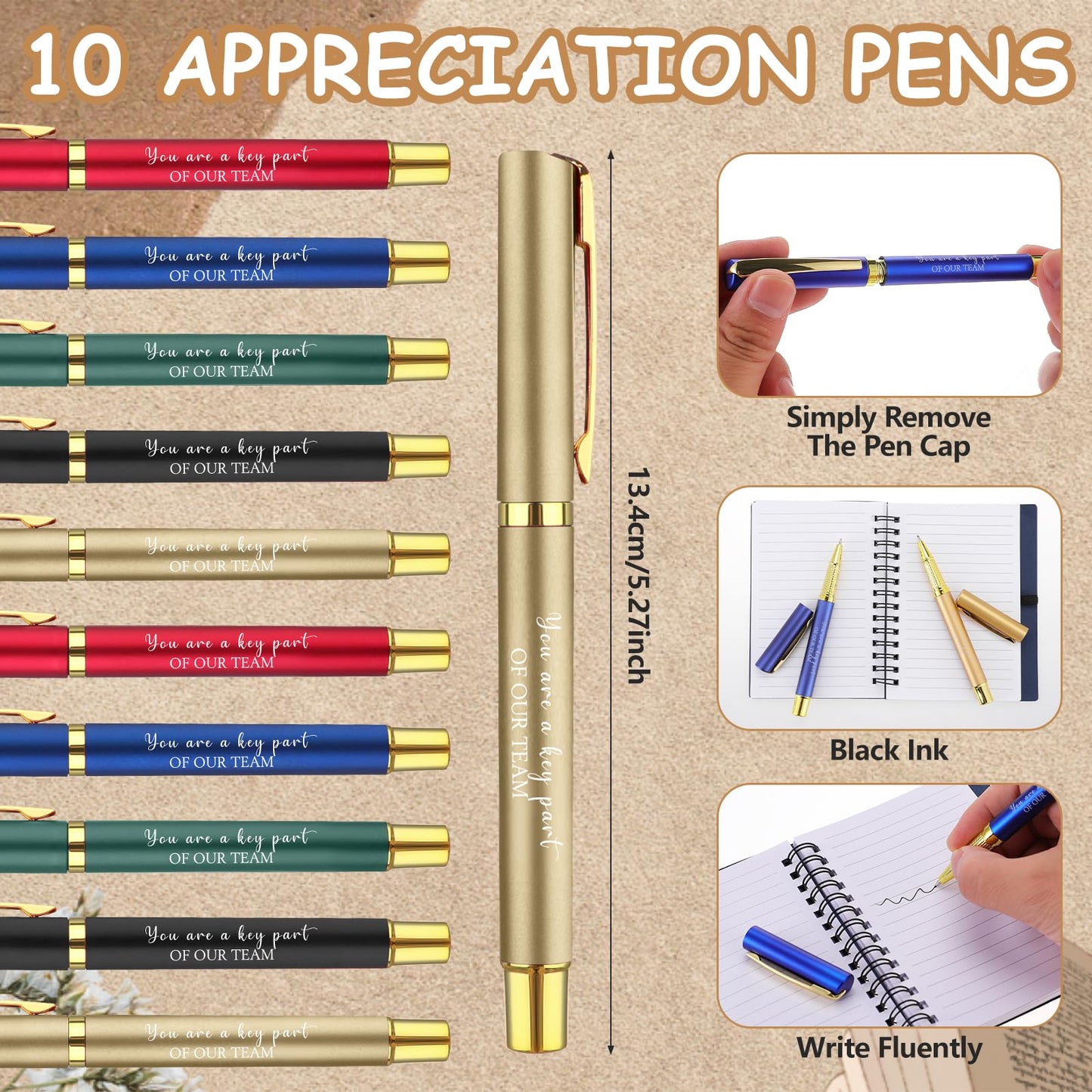 10 Sets Employee Appreciation Gifts Bulk Inspirational Ballpoint Pens Motivational Spiral Notebooks Encouraging Pen Thank You Gifts for Coworkers Colleagues Teacher Nurse Staff Team Christmas Office