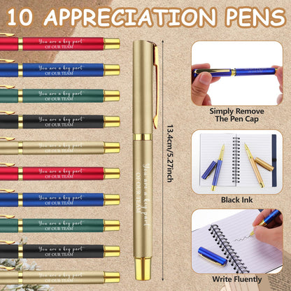 10 Sets Employee Appreciation Gifts Bulk Inspirational Ballpoint Pens Motivational Spiral Notebooks Encouraging Pen Thank You Gifts for Coworkers Colleagues Teacher Nurse Staff Team Christmas Office