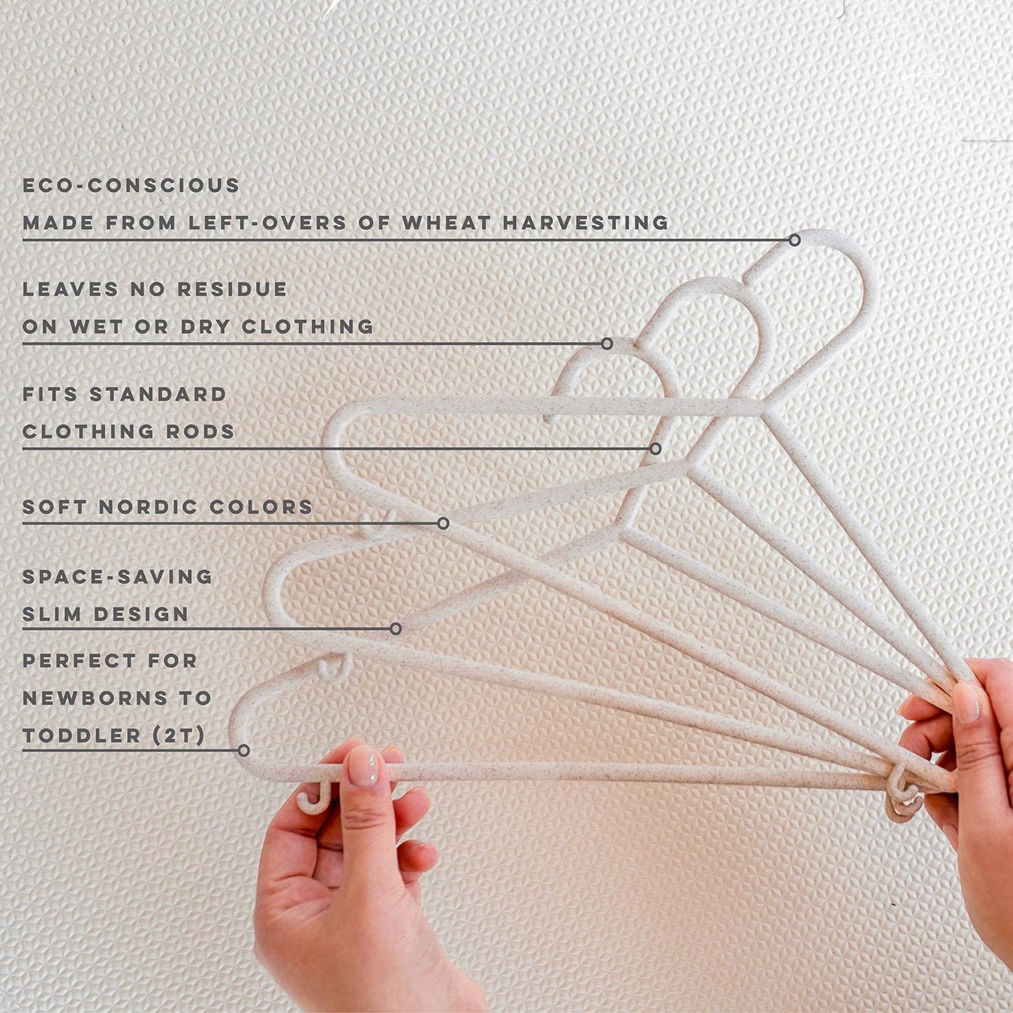 3 Sprouts Wheat Straw Plastic Hangers - 30-Pack Eco-Conscious Baby Hangers & Child Clothes Hanger, Coats - Ideal for Small Girls, Boys, Children, Toddlers, Kids Hangers for Closet - Speckled Cream