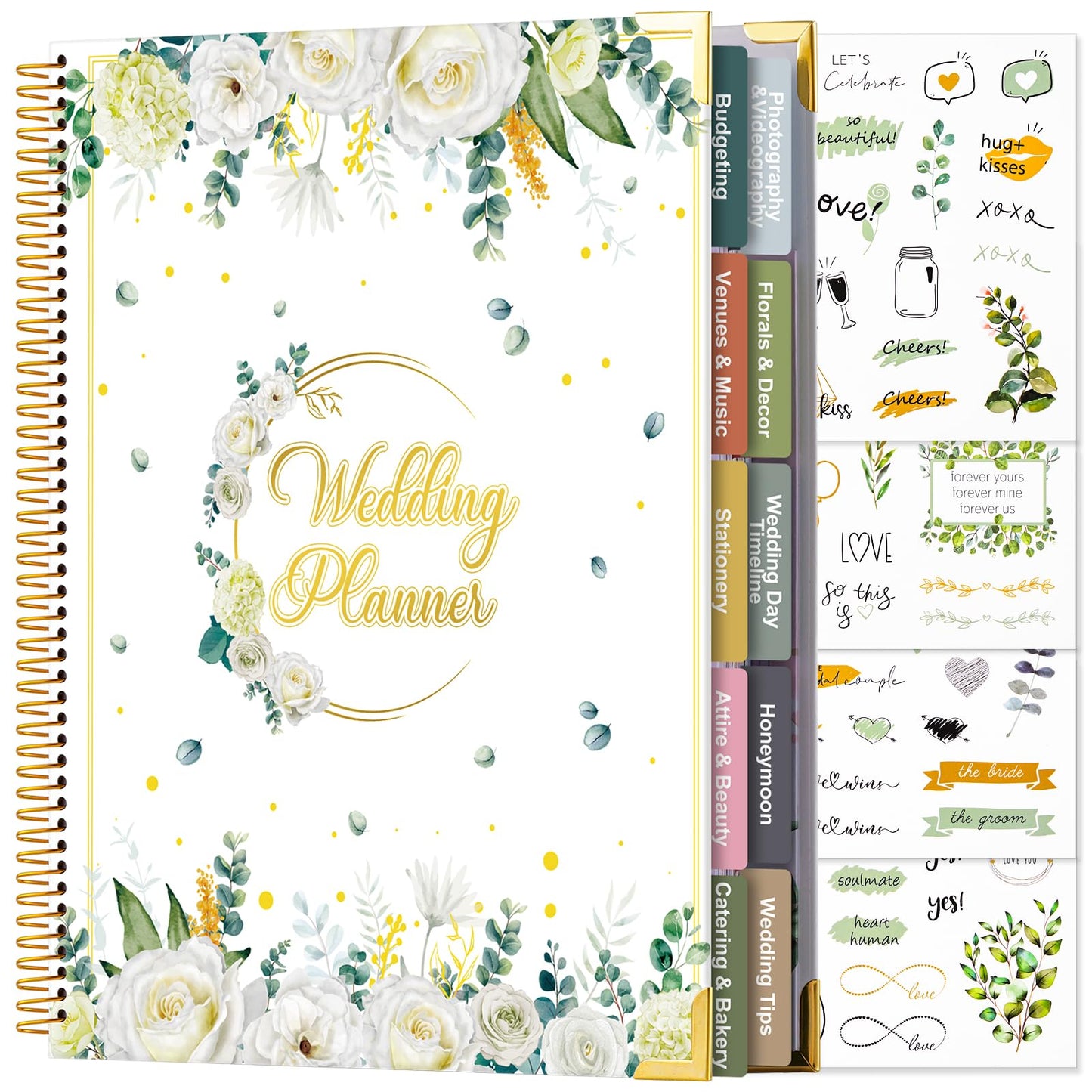 VinTS Wedding Planner 9 X 11 Countdown Wedding Planning Book and Organizer with Hardcover Design,Engagement Wedding gifts for Newly Engaged Couples, Future Brides Grooms (White)