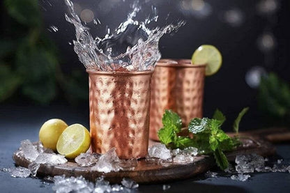2activelife Hammered Design Pure Copper Tumbler Set of 2 | Drinking Water with Copper Cups | Premium Quality Copper Tumblers use for Home, Office, Hotel, Travel and Gifting - 11.8 US Fl Oz