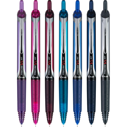 Pilot, Precise V5 RT Refillable & Retractable Liquid Ink Rolling Ball Pens, Extra Fine Point (0.5 mm) Assorted Ink Colors, Pack of 7