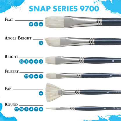 Princeton Snap White Synthetic Paint Brush Set for Acrylic and Watercolor, Includes 4 Paint Brushes