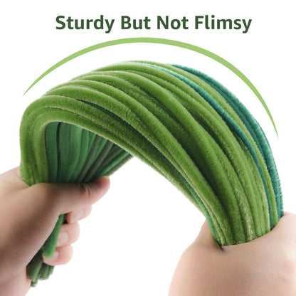 YONOVO Green Pipe Cleaners for Crafts Flowers Bulk 500Pcs 8mm Thick 12 inches Long,Pipecleaners Chenille Stems Fuzzy Sticks Wire Tiges Chenilles for Kids Christmas Craft Supplies (Gradient Green)