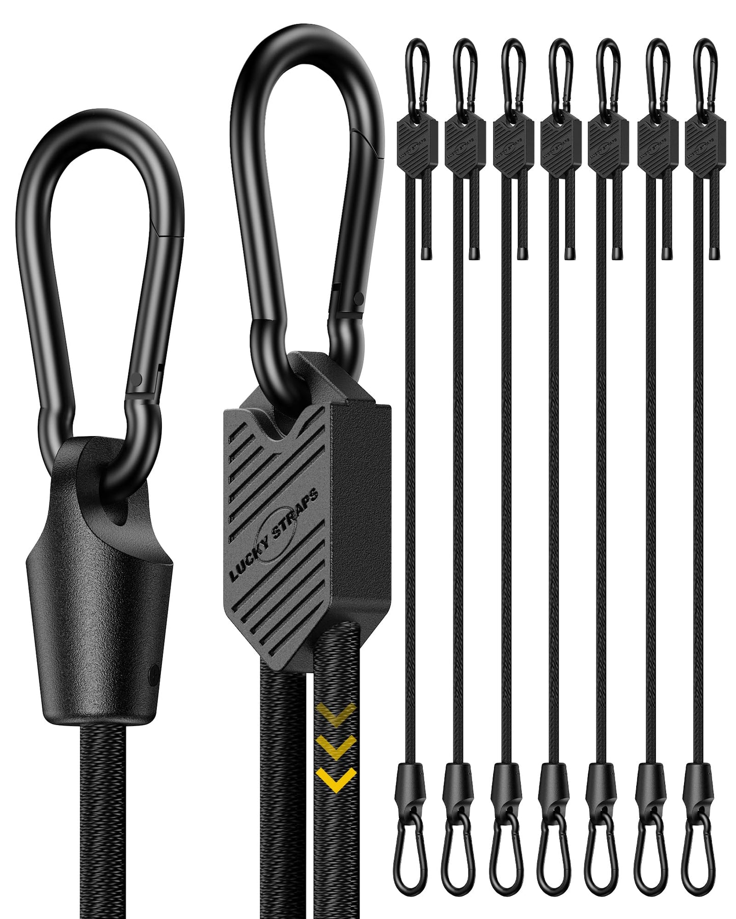 8 Pcs 48 Inch Adjustable Carabiner Bungee Cords with Hooks, Easy to Adjust from 7" to 48", Red Bungee Straps with UV-Resistance & Superior Elasticity for Cargo, Bike, Luggage, Carts, Truck, etc