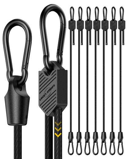 8 Pcs 48 Inch Adjustable Carabiner Bungee Cords with Hooks, Easy to Adjust from 7" to 48", Red Bungee Straps with UV-Resistance & Superior Elasticity for Cargo, Bike, Luggage, Carts, Truck, etc