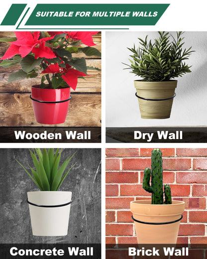 vensovo 6 Inch Metal Wall Mounted Plant Holder - 6 Pack Flower Pot Hanger Rings, Wall Planter Ring Holders Bracket Hooks Heavy Duty for Indoor and Outdoor Decor