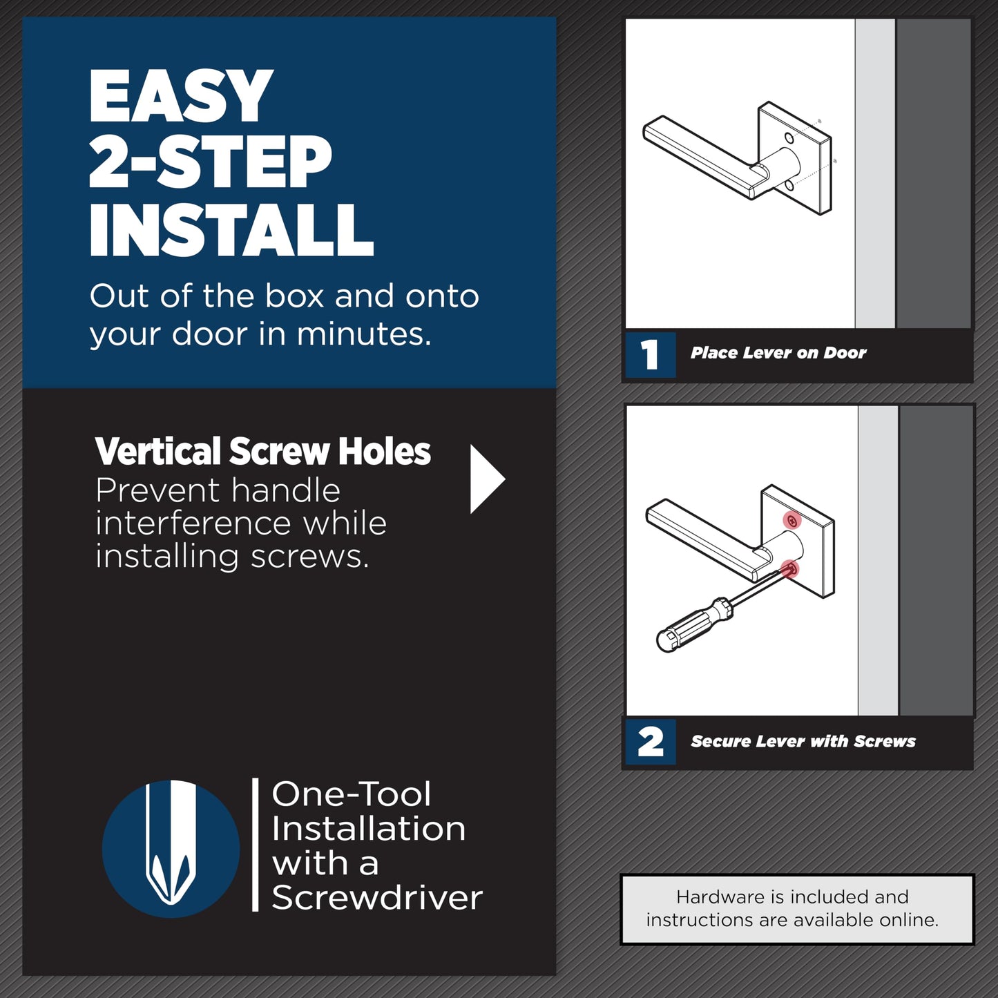 Weiser Katella Matte Black Dummy Door Handle, Reversible One Sided, Individual Closet and French Door Non-Turning Door Handle