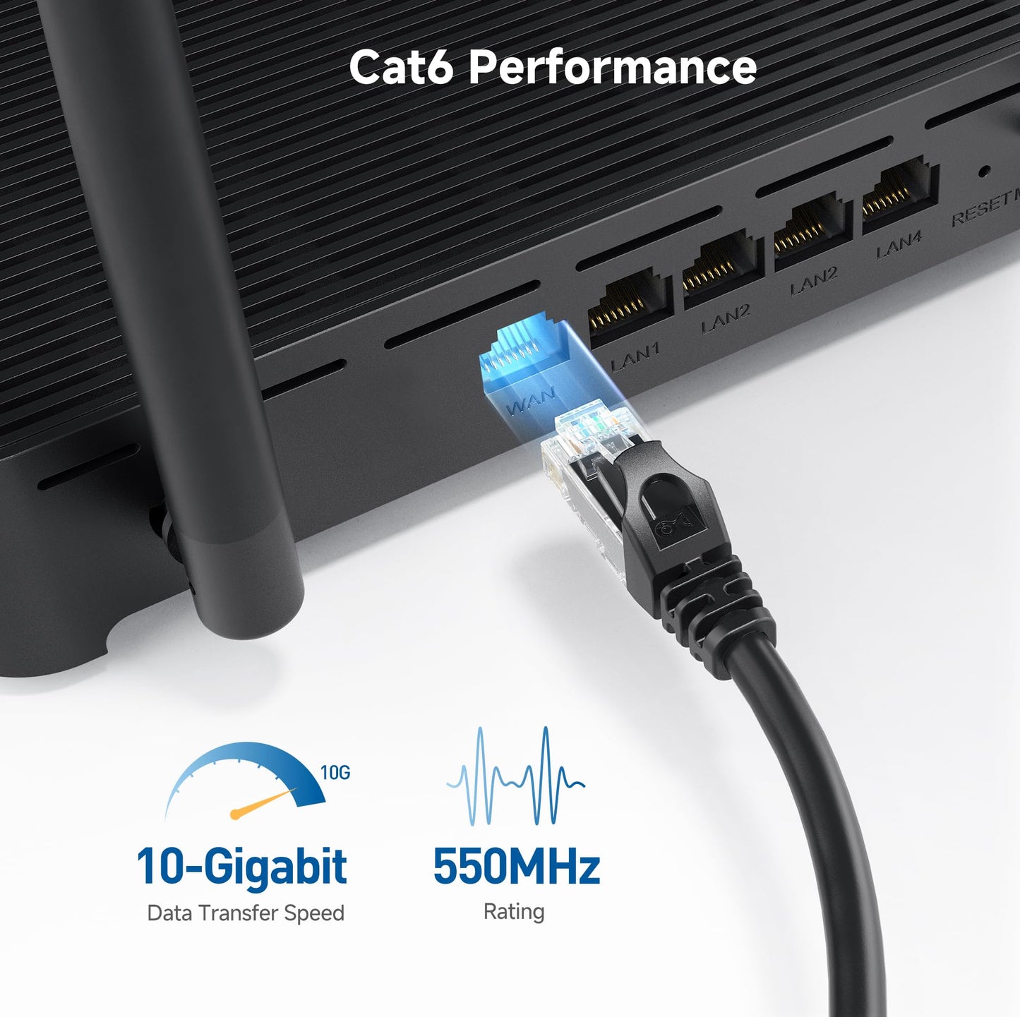 Cable Matters 5-Pack Snagless Cat6 Ethernet Cable 7ft (Cat6 Cable/Cat 6 Cable) in Black 7 Feet - Available 1FT - 10FT in Length