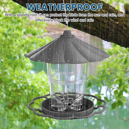 Bird Feeders for Outdoors, Hanging Bird Feeder, Transparent Feeding Station for All Year Rooms, Grey
