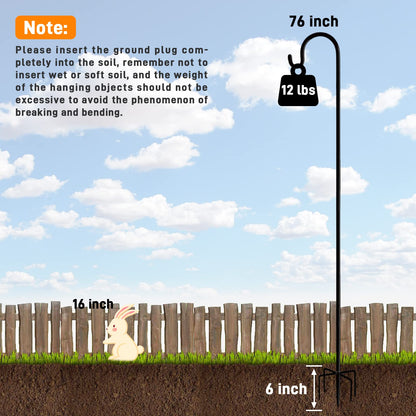 Rexwnadu Shepherd Hooks Outdoor 76 Inches for Lanterns Heavy Duty Shepherd Stand Plant Hanger Yard Hooks for Solar Lights,Bird Feeder,Wedding,Mason Jar,Planter Pot,Adjustable Height Powder Coated