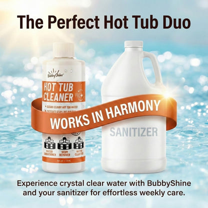 BubbyShine, 5in1 Weekly Hot Tub Cleaner - Spa Clarifier, Natural Enzyme, Conditioner, Scum Absorber, Inflatable Tub Chemicals Starter Kit, Spa Chemicals Cleaner (16 Weeks)