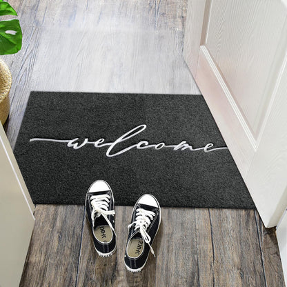 AAZZKANG Welcome Mat Door Mats Outdoor with Non Slip Rubber Backing Durable Front Door Mat Ultra Absorb Mud Easy to Clean Indoor Doormat for Entrance,High Traffic Areas,Patio Black