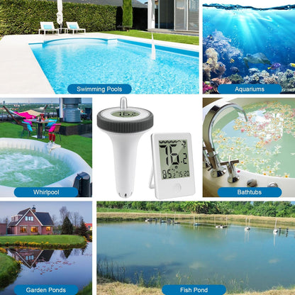 Pool Thermometer Floating Easy Read,Pool Temperature Thermometer Floating, Large Screen Digital Wireless Pool Thermometer Waterproof, Floating Pools Thermometers for Swimming Pools/Fish Tank/Hot Tubs