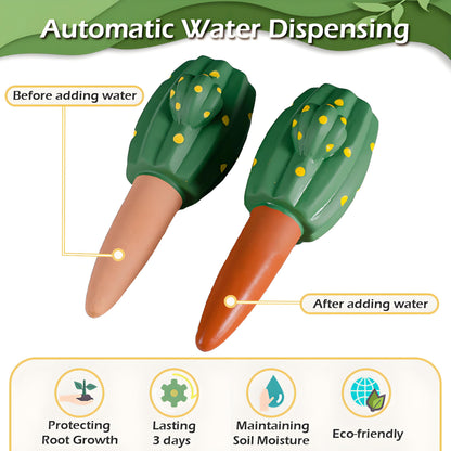 4 Pcs Plant Self-Watering Spikes, Automatic Plant Waterer Devices, Terracotta Drip Water Stakes Irrigation Watering Globes, Plant Watering System for Indoor Outdoor Garden (Cactus)
