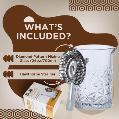 TEAVAS Cocktail Mixing Glass Set with Hawthorne Strainer - Mixology Pitcher for Stirrer Cocktails - Bartender Kit - Birthday Gifts for Friends & Family