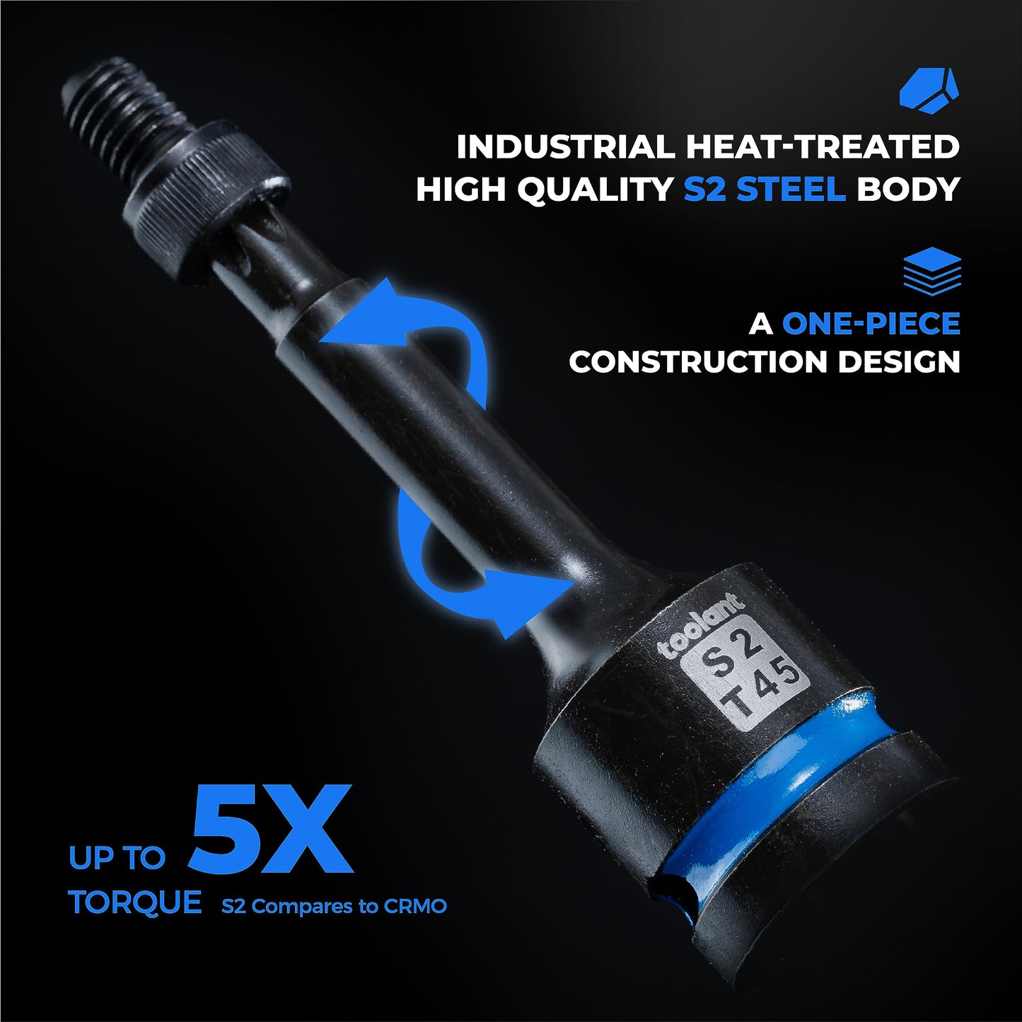 toolant Torx T70 Impact Bit Socket Set 2pcs,1/2" S2 Steel Air Drive Star Sockets, Long High Impact Bits,Professional Mechanic & Automotive Repair Socket Set