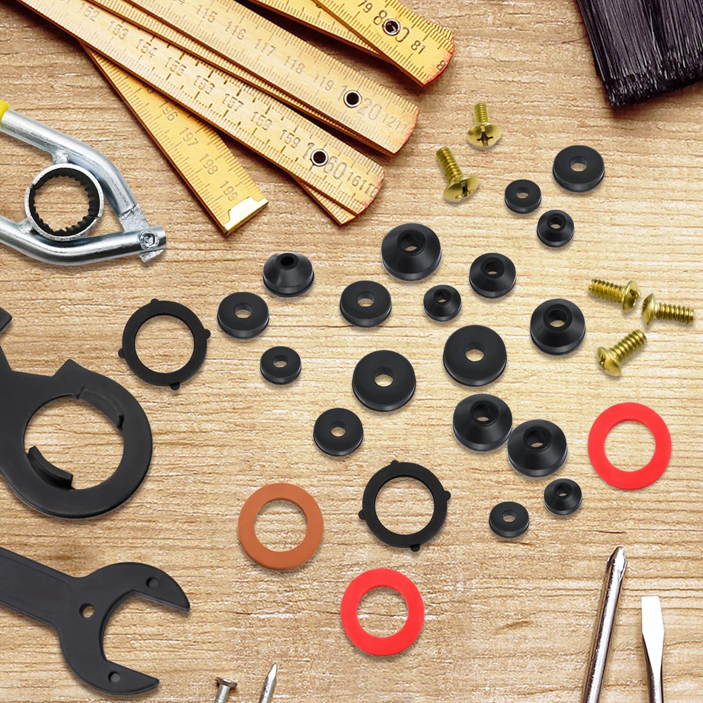XBVV 32 Size 258 PC Faucet Washer Assortment and Plumbing Rubber Washers Kit for Assorted Garden Hose Washers Shower Head Plumbing Outdoor Faucets Stem Fitting Sealing Repair