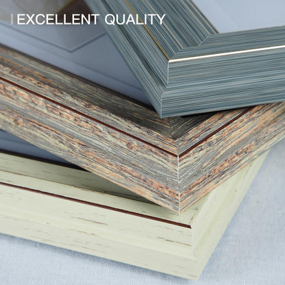 XUANLUO 3 Pack 5x7 Inch Picture Frames Farmhouse Rustic Vintage Distressed Wood Grain Photo Frame with HD plastic cover for Table Top Display and Wall Hanging