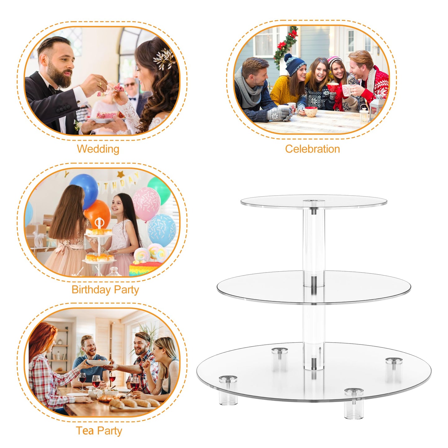Acrylic Cupcake Stand, Clear Dessert Tower Holder Display with Base for Wedding, Party, Baby Shower