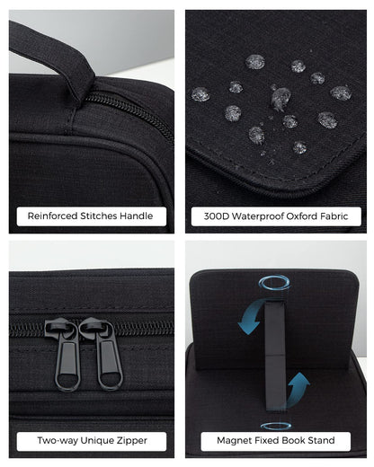 Bible Covers for Men & Women, Bible Case Carrying Church Bag with Book Stand, Bible Bag with Handle, Zipper and Multi-Pockets for Scripture Study Bible Protector (Black)