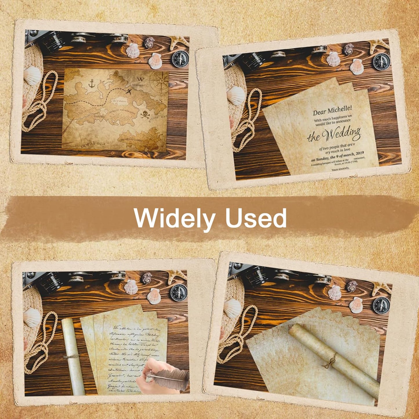 SOYANGNEK 100 Sheets Vintage Paper 120GSM 8.5 x 11 Antique Looking Letterhead Paper Thicker Double-Sided Aged Parchment Paper for Printing Certificate Writing Invitation Resume Award Craft