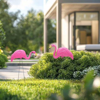 2 Pink Flamingos Yard Decorations - Large 23 inch Ornament Statues - Outdoor Garden Lawn Flamingo Decor by 4E's Novelty